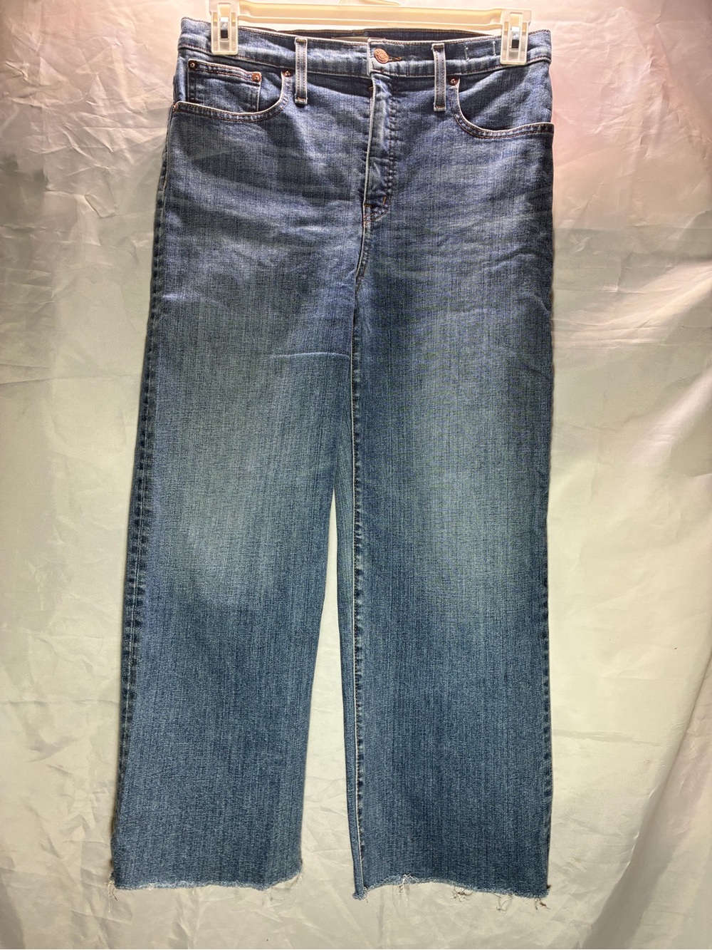 Madewell Medium Blue Wide-Leg Raw Hem Jeans
